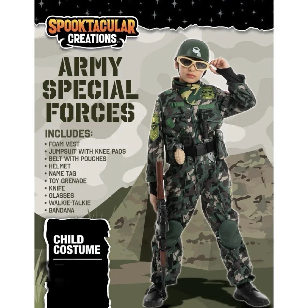Army Costume Boys Soldier Tactical Gear Role Play Special Forces Boy Girl Sz 3T